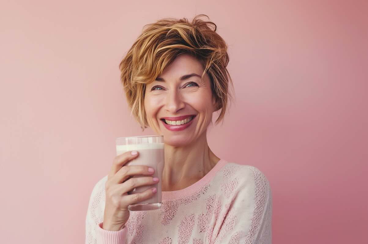 A woman in mid-life getting calcium for healthy bones